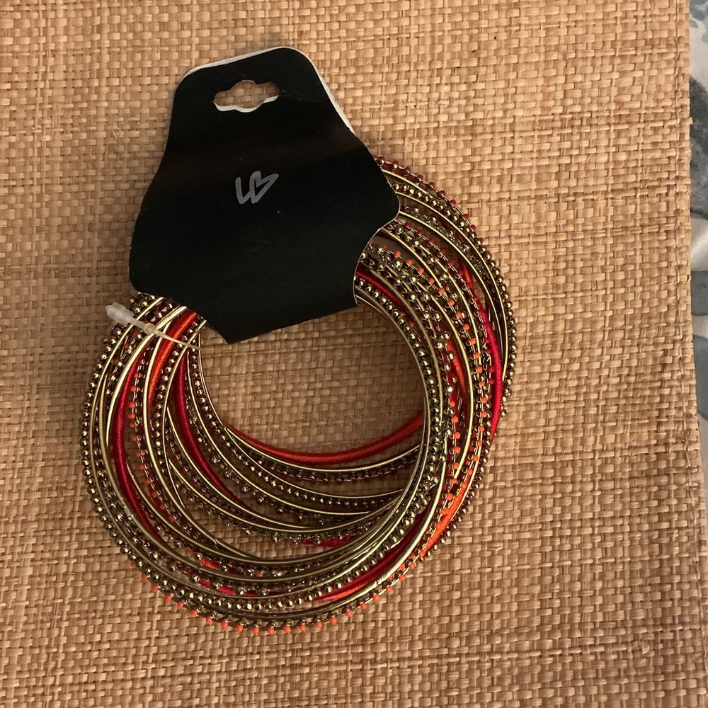 Cost Plus World Market Gold and Red Bracelet Set
